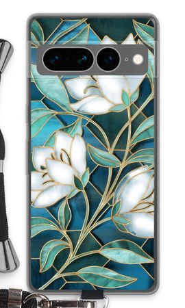 Blue stained glass flowers