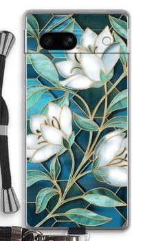 Blue stained glass flowers