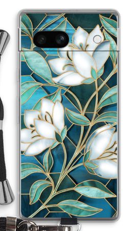 Blue stained glass flowers