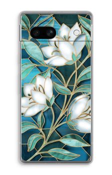 Blue stained glass flowers