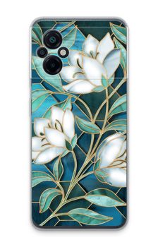 Blue stained glass flowers