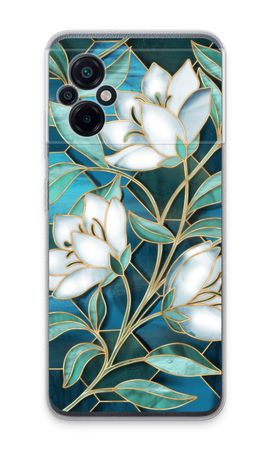 Blue stained glass flowers