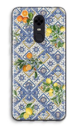 Blue tiles, lemons and oranges - small
