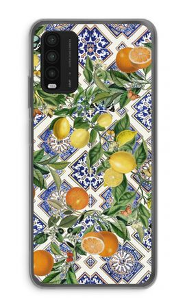 Blue tiles, lemons and oranges