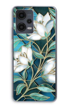 Blue stained glass flowers