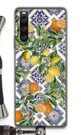 Blue tiles, lemons and oranges