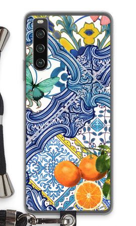 Blue tiles and oranges