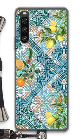 Blue tiles, lemons and oranges