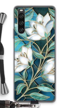 Blue stained glass flowers