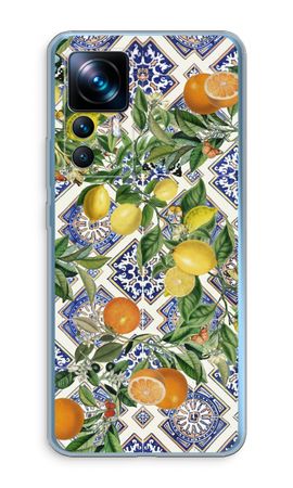 Carreaux bleus, citrons et oranges