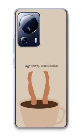 Aggressively drinks coffee