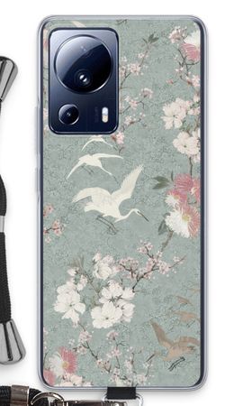 Japanese crane birds blossom