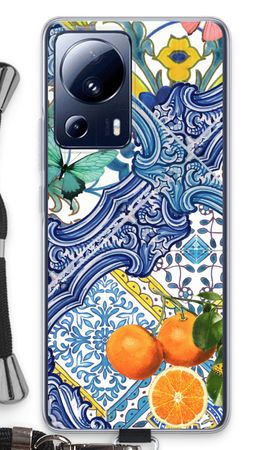 Blue tiles and oranges