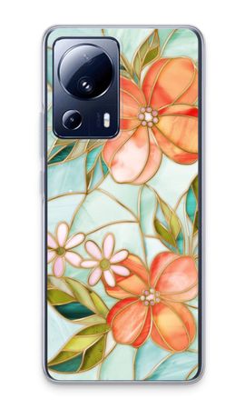 Orange stained glass flower