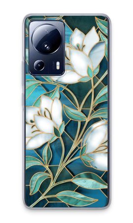 Blue stained glass flowers