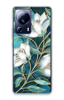 Blue stained glass flowers