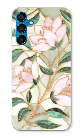 Orange stained glass flower