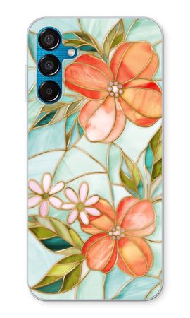 Orange stained glass flower