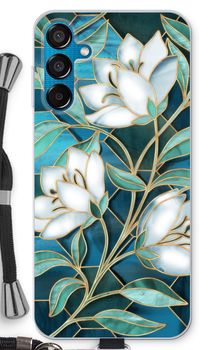 Blue stained glass flowers