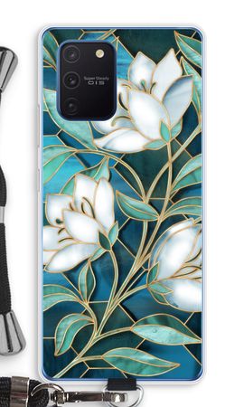 Blue stained glass flowers