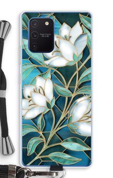 Blue stained glass flowers