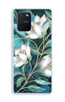 Blue stained glass flowers