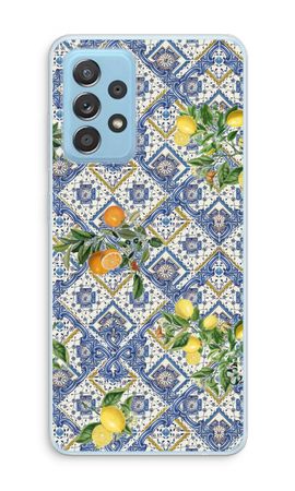 Blue tiles, lemons and oranges - small