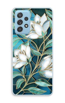 Flores azules de vidriera