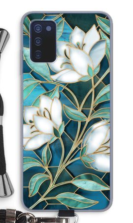 Blue stained glass flowers