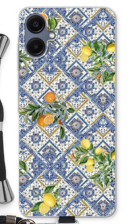 Blue tiles, lemons and oranges - small