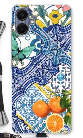 Blue tiles and oranges