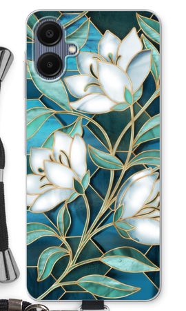 Blue stained glass flowers