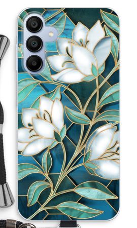 Blue stained glass flowers