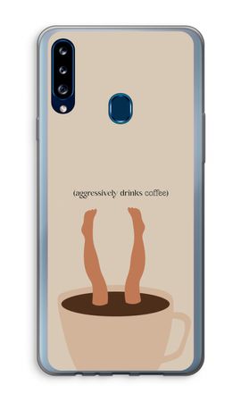 Aggressively drinks coffee