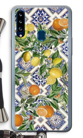 Blue tiles, lemons and oranges