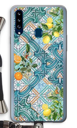 Blue tiles, lemons and oranges