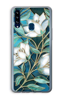 Blue stained glass flowers