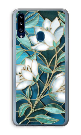 Blue stained glass flowers