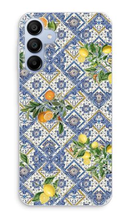 Blue tiles, lemons and oranges - small
