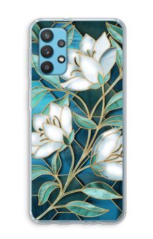 Blue stained glass flowers