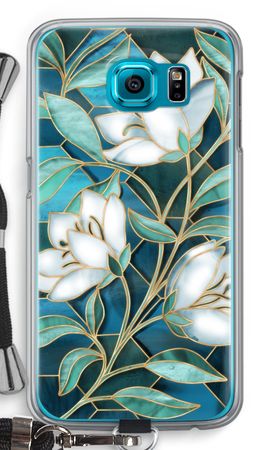 Blue stained glass flowers