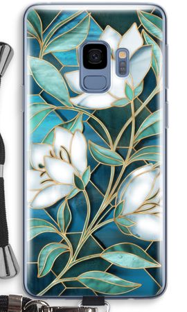 Blue stained glass flowers