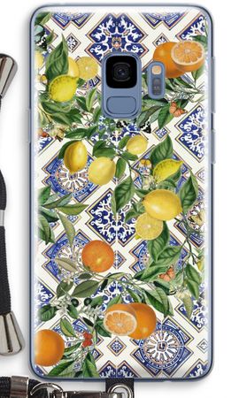 Blue tiles, lemons and oranges
