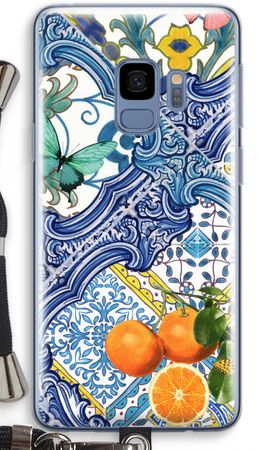 Blue tiles and oranges