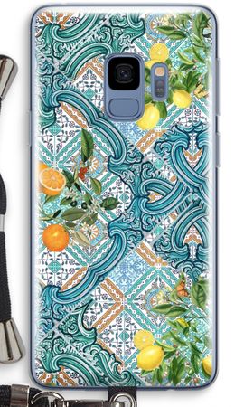 Blue tiles, lemons and oranges