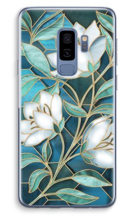 Blauwe glas-in-lood bloemen