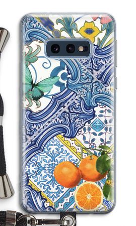 Blue tiles and oranges