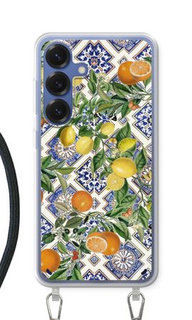 Blue tiles, lemons and oranges