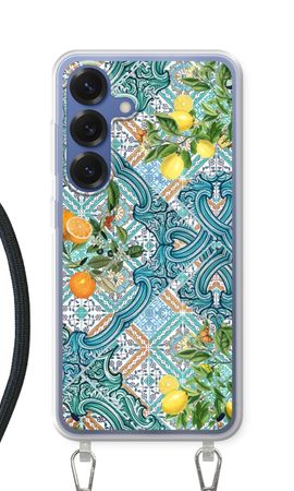 Blue tiles, lemons and oranges