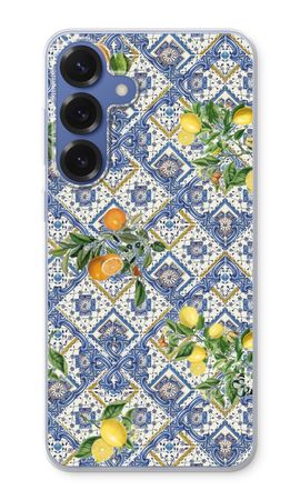 Blue tiles, lemons and oranges - small